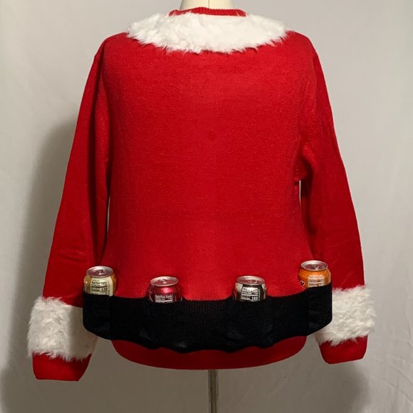 Ugly Christmas Sweater Santa Suit 6 Pack Beer Drink Holster Holder Men Women L - Picture 2 of 8